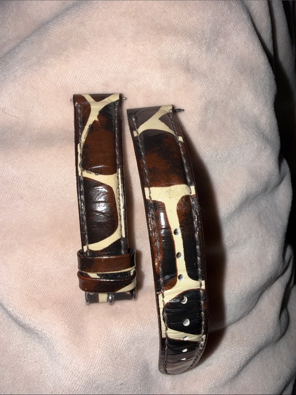 Michele Giraffe Printed Leather Watch Strap